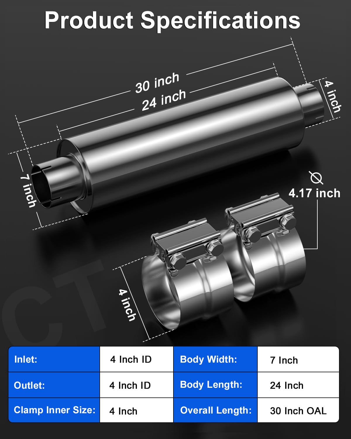 Amazon.com: JY PERFORMANCE 4 Inch Inlet Diesel Muffler Exhaust